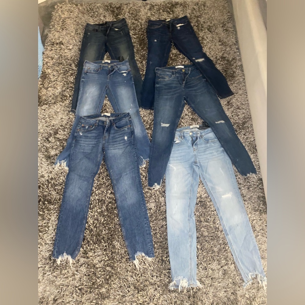 Zara Women's Skinny Jeans in Blue Shades 6 pairs